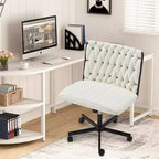Erommy Criss Cross Chair, Premium Flannel Fabric Padded Armless Wide Seat, Adjustable Home Office Chair with 360 Wheels
