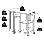 Carrello da Cucina Multi-Funzione, Naturale - 42.52 x 18.98 x 35.63 pollici