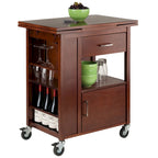 Carrello da cucina con piano estensibile, noce - 27.56 x 18.35 x 33.46 pollici