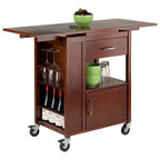 Carrello da cucina con piano estensibile, noce - 27.56 x 18.35 x 33.46 pollici