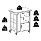 Carrello da cucina con piano estensibile, noce - 27.56 x 18.35 x 33.46 pollici