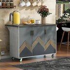 47 Retro Wood Kitchen Island with Drop Leaf, Farmhouse Style on Wheels, Internal Storage