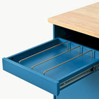 Carrello da cucina con illuminazione a LED su ruote e 2 ante in vetro scanalato