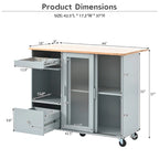 Carrello da cucina con illuminazione a LED su ruote e 2 ante in vetro scanalato