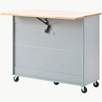 Carrello da cucina con illuminazione a LED su ruote e 2 ante in vetro scanalato