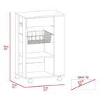 Carrello da cucina, un cassetto, due ripiani aperti, quattro ruote - Bianco/Rovere chiaro