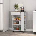 Carrello da cucina, un cassetto, due ripiani aperti, quattro ruote - Bianco/Rovere chiaro