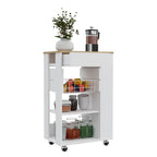 Carrello da cucina, un cassetto, due ripiani aperti, quattro ruote - Bianco/Rovere chiaro