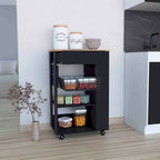 Carrello da cucina, un cassetto, due ripiani aperti, quattro ruote - Bianco/Rovere chiaro