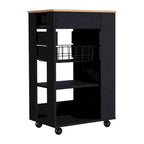 Carrello da cucina, un cassetto, due ripiani aperti, quattro ruote - Bianco/Rovere chiaro