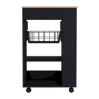Carrello da cucina, un cassetto, due ripiani aperti, quattro ruote - Bianco/Rovere chiaro