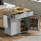 Carrello da Cucina con Ripiani Regolabili e Piano in Gomma - N/D