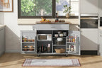 39.00 W Modern Rubberwood Top Kitchen Cart with Storage and Towel Racks