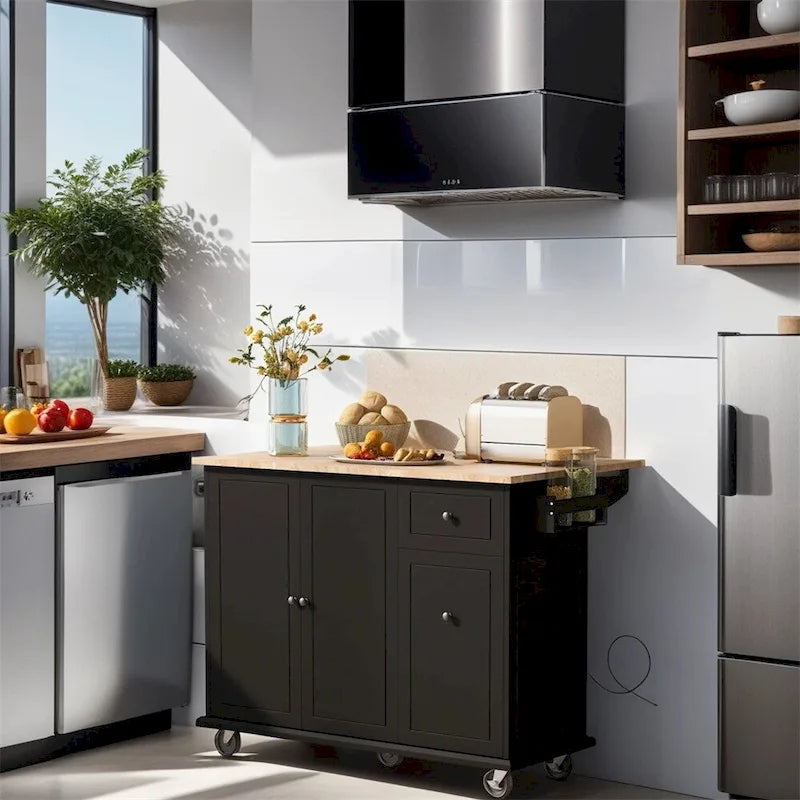 Carrello da cucina con ripiano interno e mobile estraibile