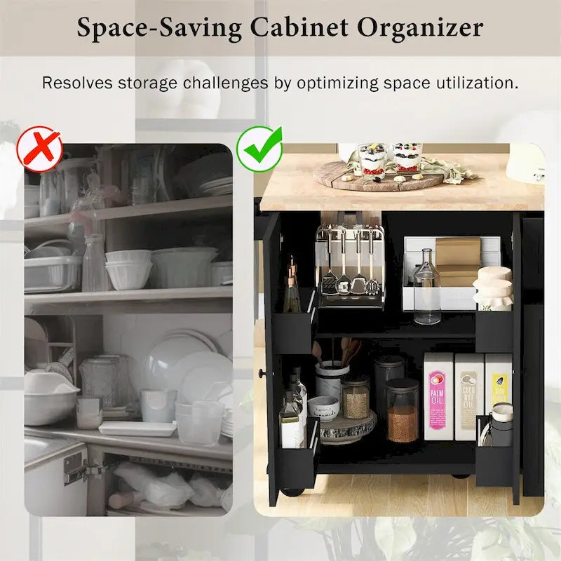 Carrello da cucina con ripiano interno e mobile estraibile