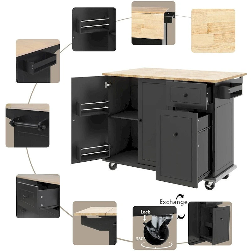 Carrello da cucina con ripiano interno e mobile estraibile