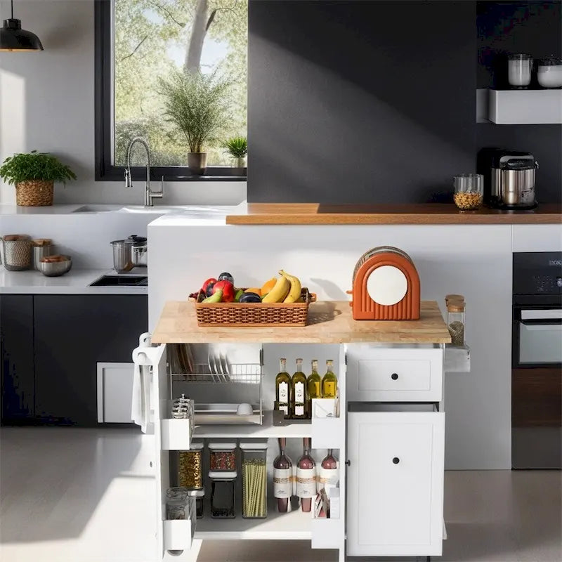 Carrello da cucina con ripiano interno e mobile estraibile