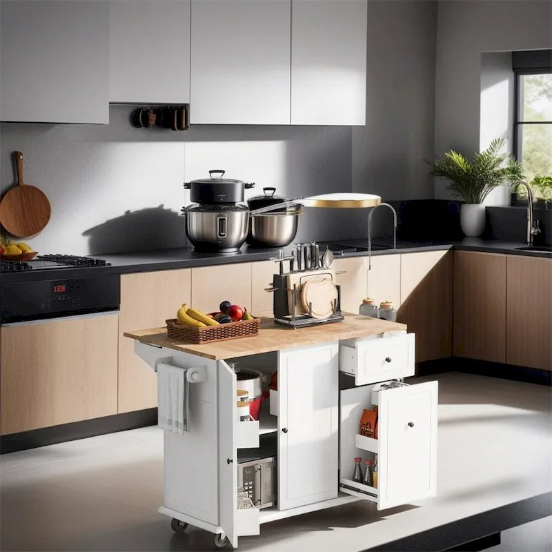 Carrello da cucina con ripiano interno e mobile estraibile