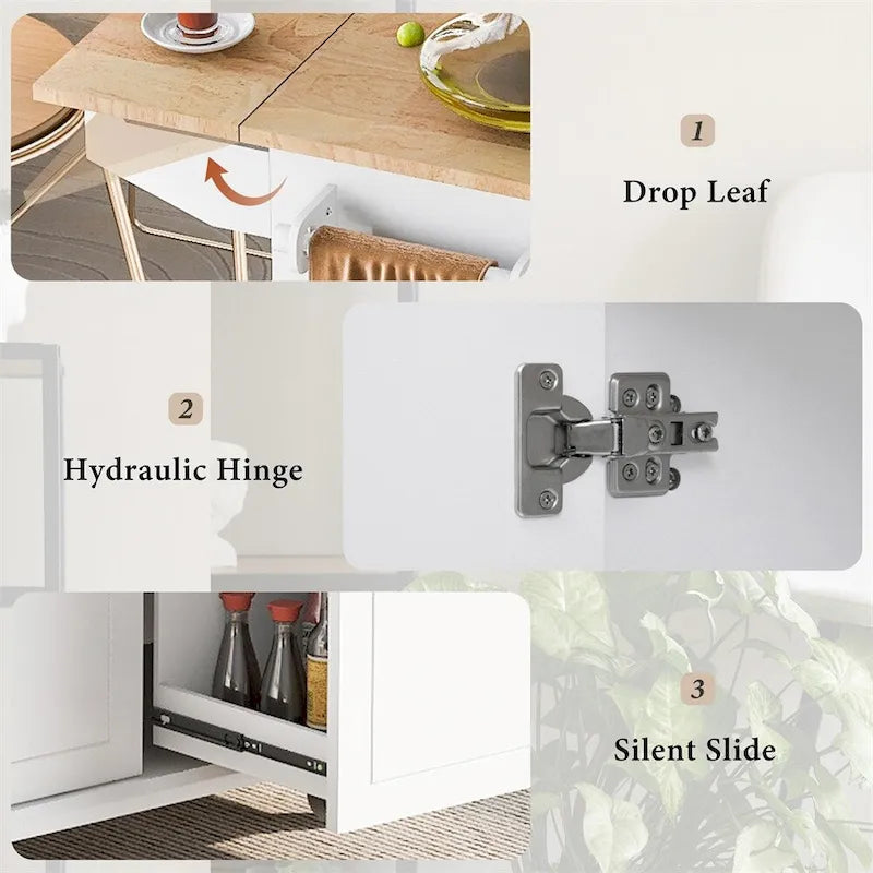 Carrello da cucina con ripiano interno e mobile estraibile