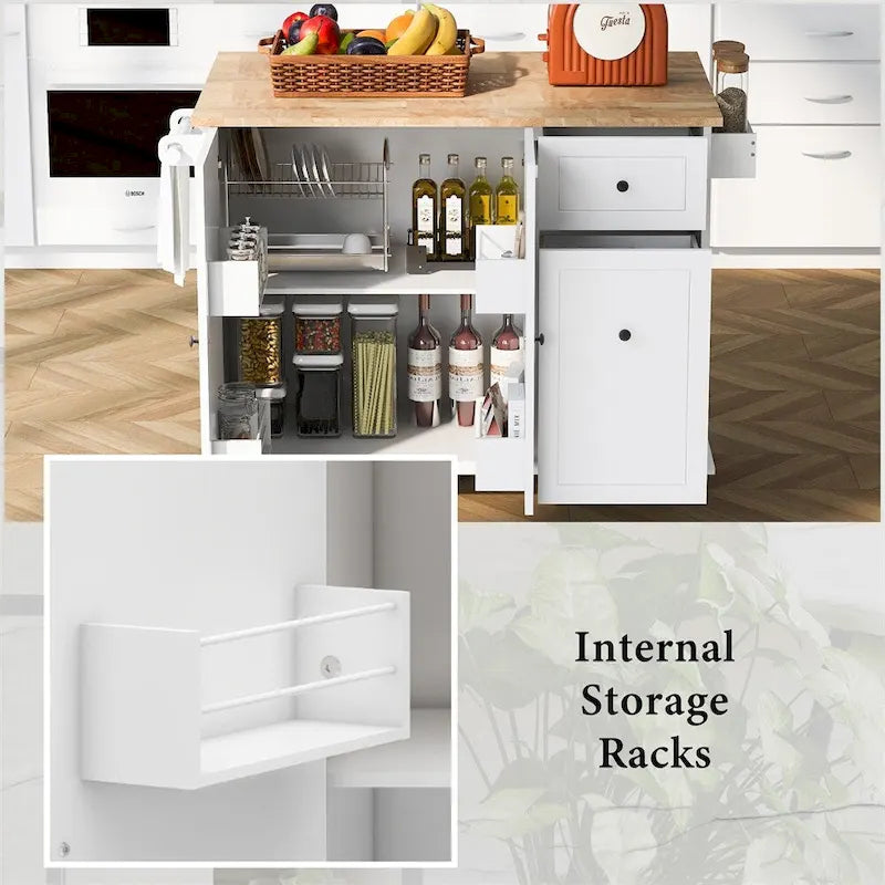 Carrello da cucina con ripiano interno e mobile estraibile