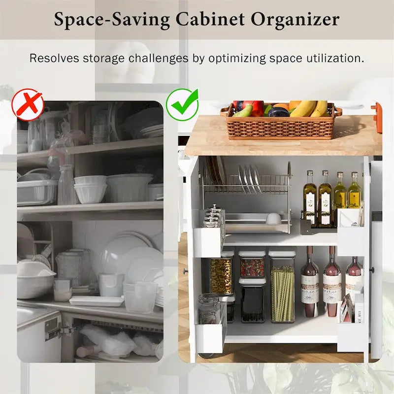Carrello da cucina con ripiano interno e mobile estraibile
