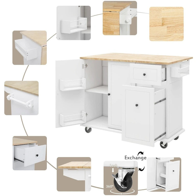 Carrello da cucina con ripiano interno e mobile estraibile