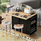 Carrello da Cucina Multifunzione con Presa Elettrica, Ripiani Aperti e Portabottiglie - 101,6 x 86,36 cm