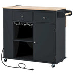 Carrello da Cucina Multifunzione con Presa Elettrica, Ripiani Aperti e Portabottiglie - 101,6 x 86,36 cm