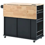 Carrello da Cucina Multifunzione con Presa Elettrica, Ripiani Aperti e Portabottiglie - 101,6 x 86,36 cm