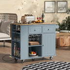 Carrello da Cucina Multifunzione con Presa Elettrica, Ripiani Aperti e Portabottiglie - 101,6 x 86,36 cm