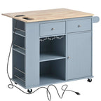 Carrello da Cucina Multifunzione con Presa Elettrica, Ripiani Aperti e Portabottiglie - 101,6 x 86,36 cm