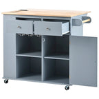 Carrello da Cucina Multifunzione con Presa Elettrica, Ripiani Aperti e Portabottiglie - 101,6 x 86,36 cm