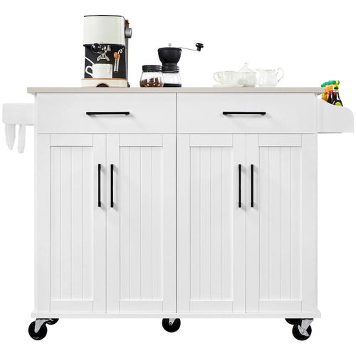 106.7 cm Kitchen Island Cart with Stainless Steel Top, Soft-Close Cabinets and Drawers