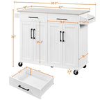 Isola Carrello da Cucina da 42" con Piano in Acciaio Inox, Ante e Cassetti con Chiusura Ammortizzata
