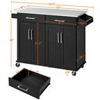 Isola Carrello da Cucina da 42" con Piano in Acciaio Inox, Ante e Cassetti con Chiusura Ammortizzata