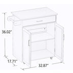 Carrello da Cucina con Ruote, Ripiani Regolabili e Portasciugamani - 32,68L * 17,72W * 36,02H
