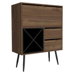 Modern Bar Cabinet with 4 Bottle Racks, 2 Drawers and 1 Cabinet – Mahogany Black