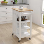 Carrello da Cucina con Ripiani Regolabili e Portasciugamani