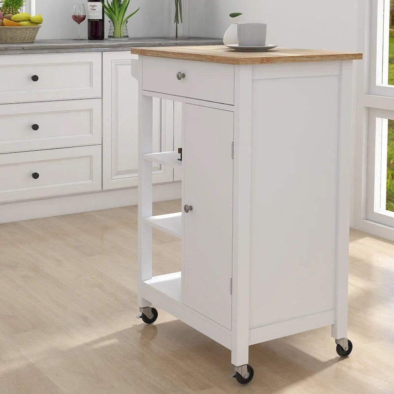 Carrello da Cucina con Ripiani Regolabili e Portasciugamani