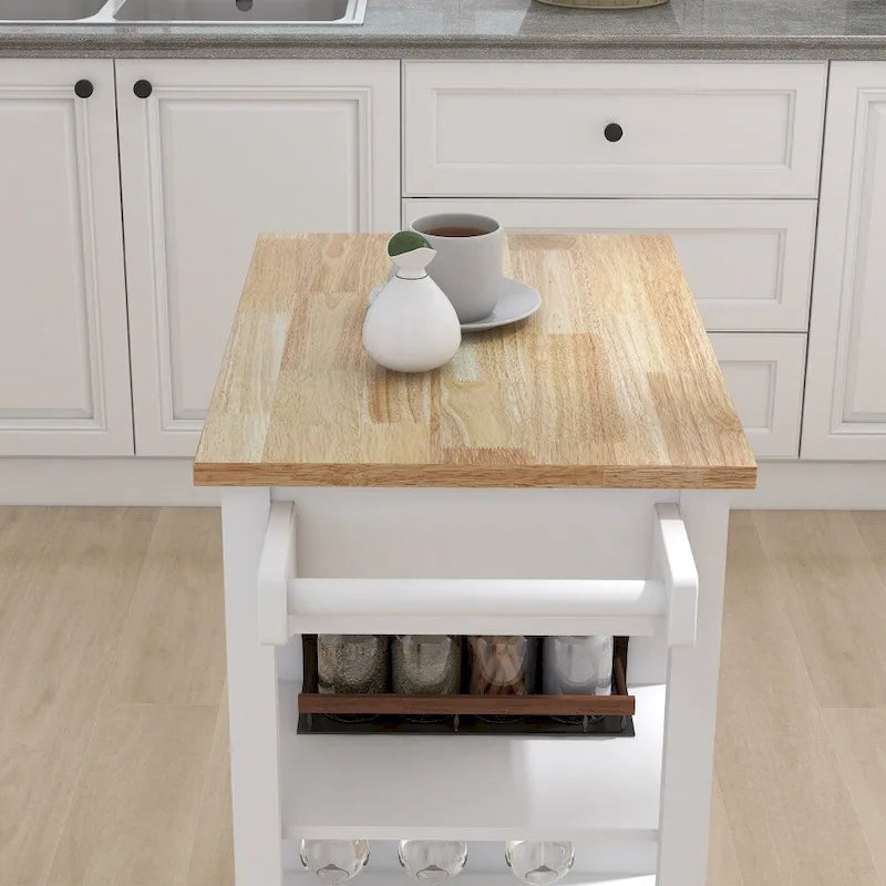 Carrello da Cucina con Ripiani Regolabili e Portasciugamani