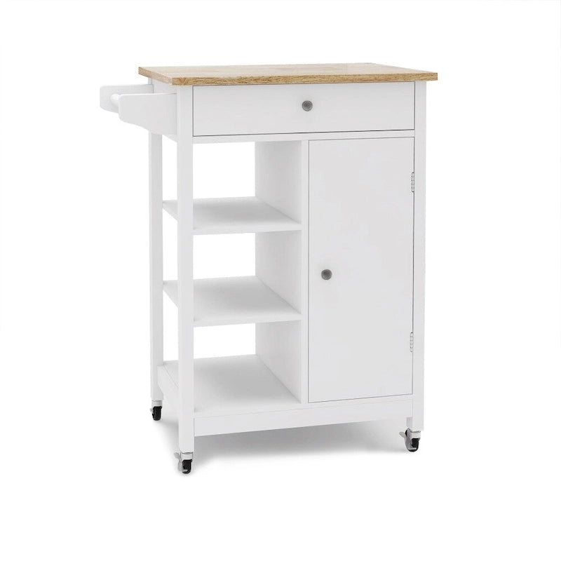 Carrello da Cucina con Ripiani Regolabili e Portasciugamani