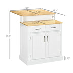 Isola da Cucina con Mobile Contenitore e Piano in Legno di Gomma, Tavolo Isola