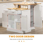 Isola da Cucina con Mobile Contenitore e Piano in Legno di Gomma, Tavolo Isola