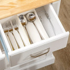 Isola da Cucina con Mobile Contenitore e Piano in Legno di Gomma, Tavolo Isola