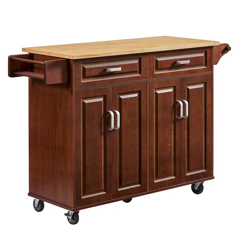 Carrello da Cucina Mobile con Isola e 2 Cassetti