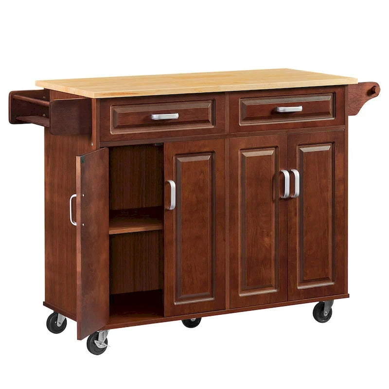 Carrello da Cucina Mobile con Isola e 2 Cassetti