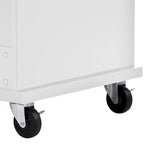 Carrello da cucina in legno di gomma con anta a ribalta, porta microonde, ripiani esterni e 2 cassetti