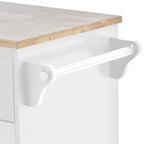 Carrello da cucina in legno di gomma con anta a ribalta, porta microonde, ripiani esterni e 2 cassetti