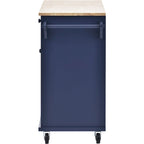 Carrello da cucina in legno di gomma con anta a ribalta, porta microonde, ripiani esterni e 2 cassetti