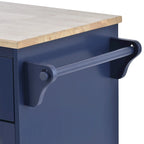 Carrello da cucina in legno di gomma con anta a ribalta, porta microonde, ripiani esterni e 2 cassetti